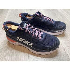 Hoka One One Shoes Women 10.5 D Blue Bondi 7 Running Athletic Sneaker Train Race